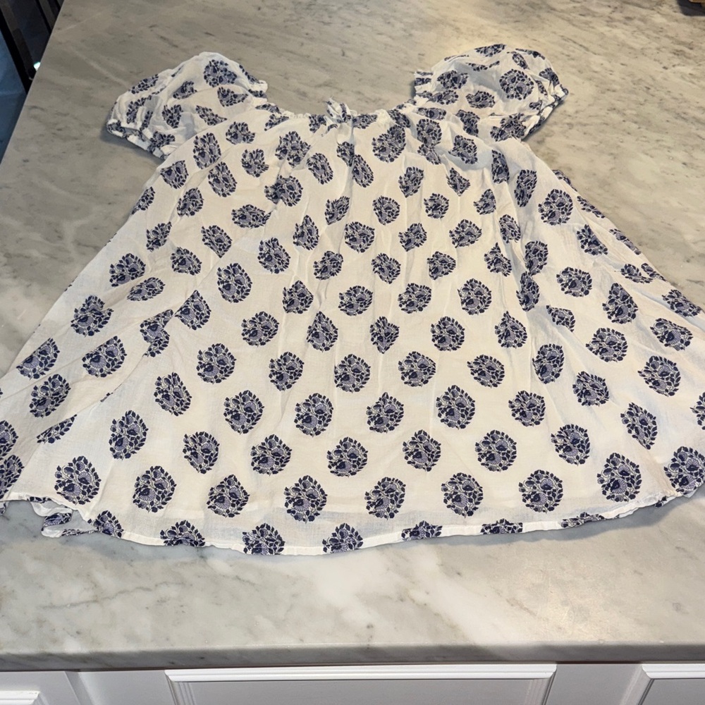Crewcuts Kids Dress with Navy Floral Pattern